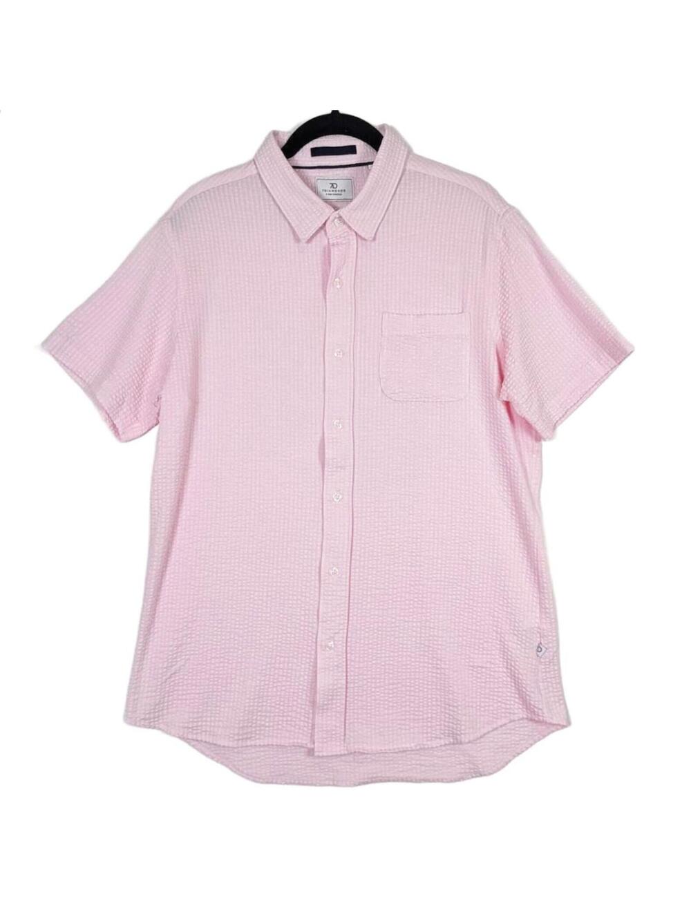 7 Diamonds 4-Way Stretch Seersucker Short Sleeve Button Up Shirt Pink Men's‎ SM